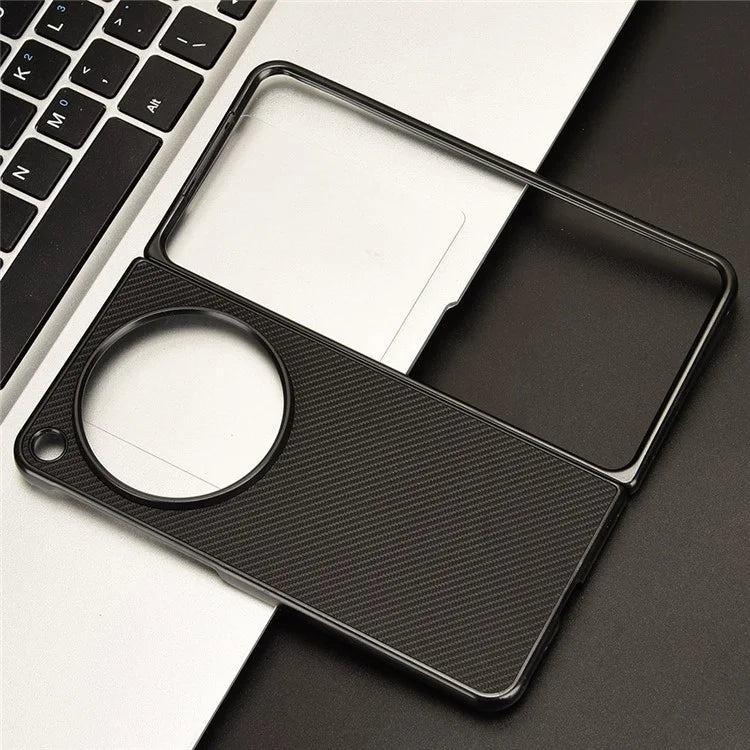 For Oppo Find N3 5G Case Carbon Fiber Texture Leather Coated PC Folding Phone Cover
