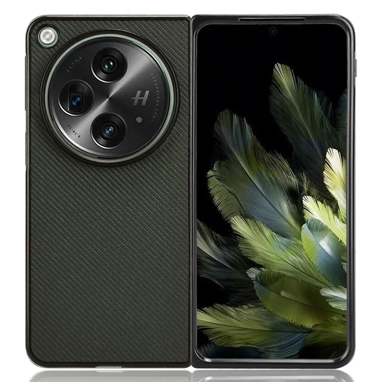 For Oppo Find N3 5G Case Carbon Fiber Texture Leather Coated PC Folding Phone Cover