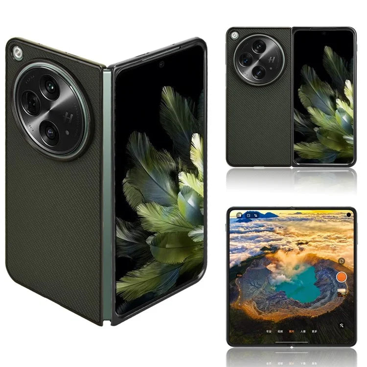 For Oppo Find N3 5G Case Carbon Fiber Texture Leather Coated PC Folding Phone Cover