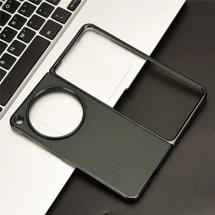 For Oppo Find N3 5G Case Carbon Fiber Texture Leather Coated PC Folding Phone Cover
