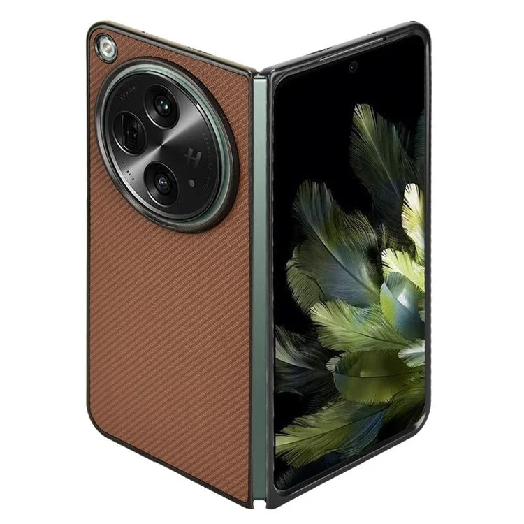 For Oppo Find N3 5G Case Carbon Fiber Texture Leather Coated PC Folding Phone Cover