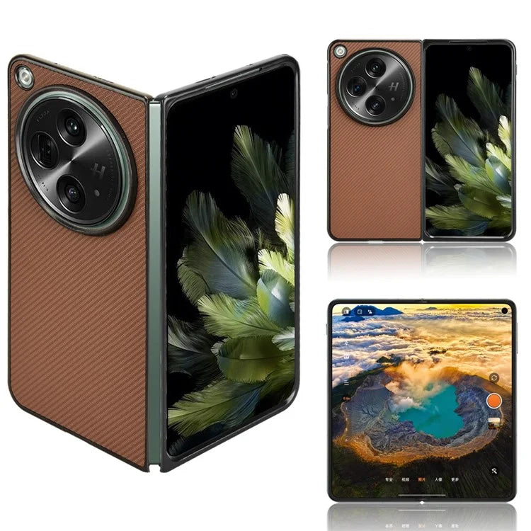 For Oppo Find N3 5G Case Carbon Fiber Texture Leather Coated PC Folding Phone Cover