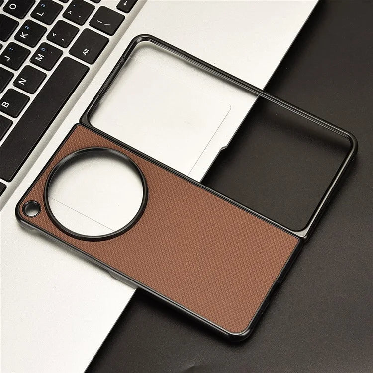 For Oppo Find N3 5G Case Carbon Fiber Texture Leather Coated PC Folding Phone Cover