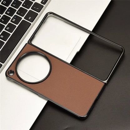 For Oppo Find N3 5G Case Carbon Fiber Texture Leather Coated PC Folding Phone Cover