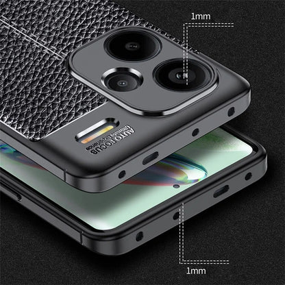 For Xiaomi Redmi Note 13 Pro+ Case Litchi Texture TPU Shockproof Shell Phone Cover