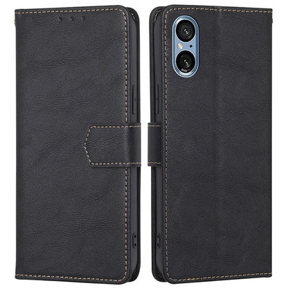 For Sony Xperia 5 V Case RFID Blocking Cowhide Texture Phone Stand Cover