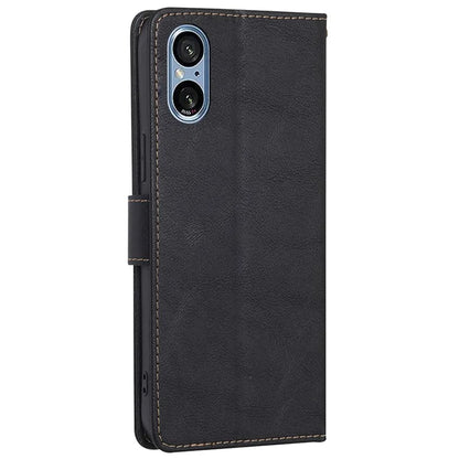 For Sony Xperia 5 V Case RFID Blocking Cowhide Texture Phone Stand Cover