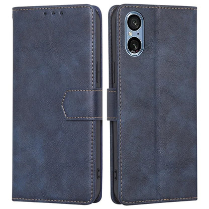 For Sony Xperia 5 V Case RFID Blocking Cowhide Texture Phone Stand Cover