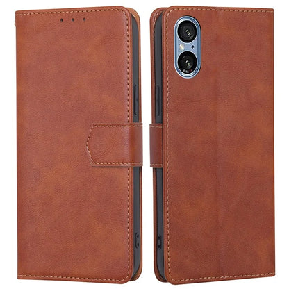 For Sony Xperia 5 V Case RFID Blocking Cowhide Texture Phone Stand Cover