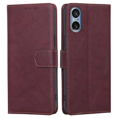 For Sony Xperia 5 V Case RFID Blocking Cowhide Texture Phone Stand Cover