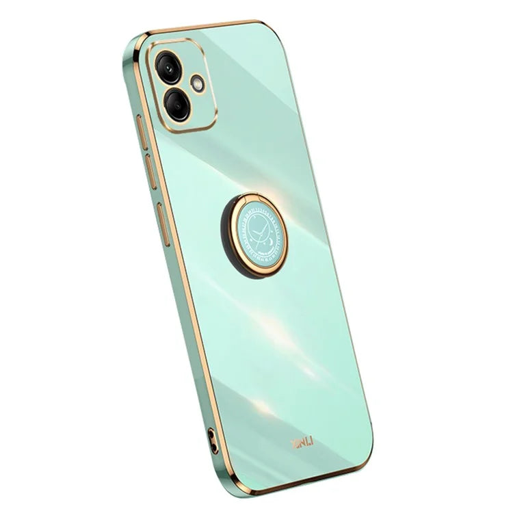 XINLI For Samsung Galaxy A05 4G Case Electroplating Edge Ring Kickstand TPU Cover