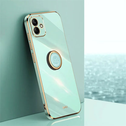 XINLI For Samsung Galaxy A05 4G Case Electroplating Edge Ring Kickstand TPU Cover
