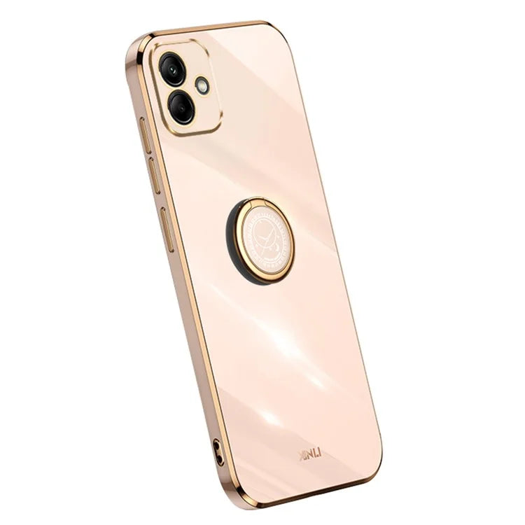 XINLI For Samsung Galaxy A05 4G Case Electroplating Edge Ring Kickstand TPU Cover