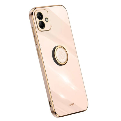XINLI For Samsung Galaxy A05 4G Case Electroplating Edge Ring Kickstand TPU Cover