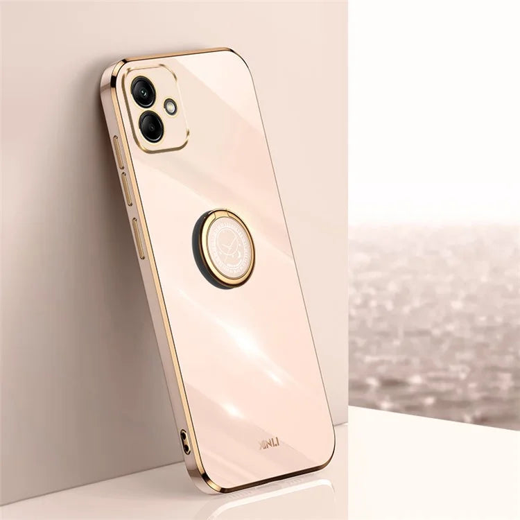 XINLI For Samsung Galaxy A05 4G Case Electroplating Edge Ring Kickstand TPU Cover