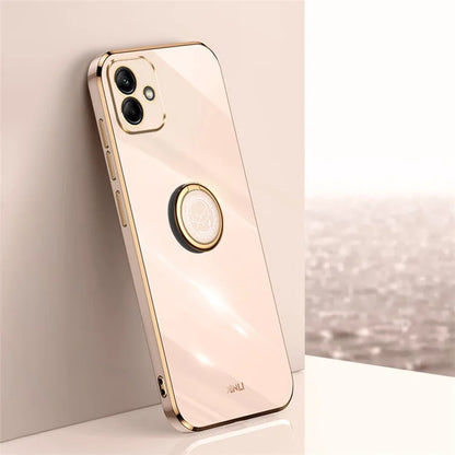 XINLI For Samsung Galaxy A05 4G Case Electroplating Edge Ring Kickstand TPU Cover
