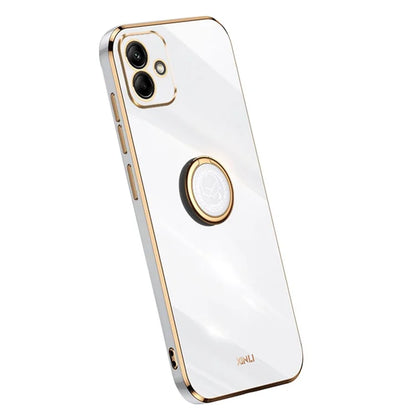 XINLI For Samsung Galaxy A05 4G Case Electroplating Edge Ring Kickstand TPU Cover