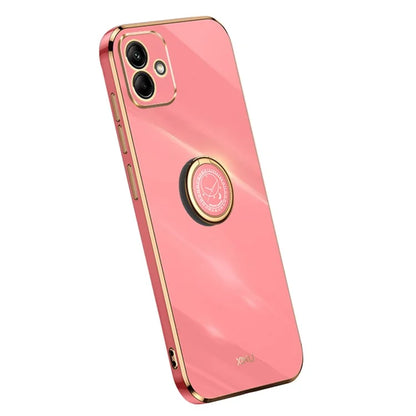 XINLI For Samsung Galaxy A05 4G Case Electroplating Edge Ring Kickstand TPU Cover