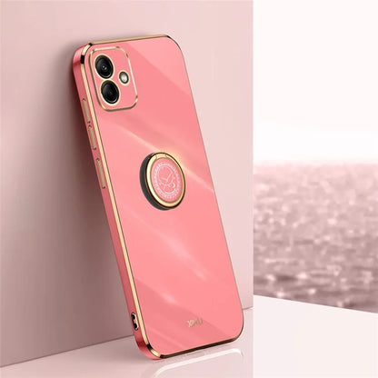 XINLI For Samsung Galaxy A05 4G Case Electroplating Edge Ring Kickstand TPU Cover