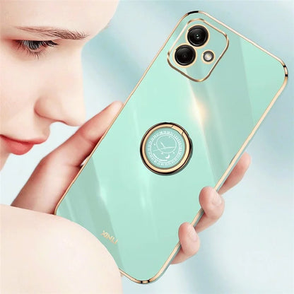 XINLI For Samsung Galaxy A05 4G Case Electroplating Edge Ring Kickstand TPU Cover