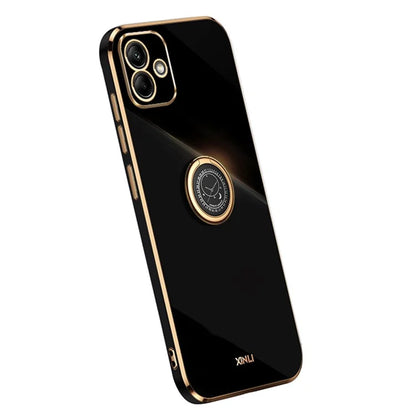 XINLI For Samsung Galaxy A05 4G Case Electroplating Edge Ring Kickstand TPU Cover