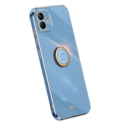 XINLI For Samsung Galaxy A05 4G Case Electroplating Edge Ring Kickstand TPU Cover