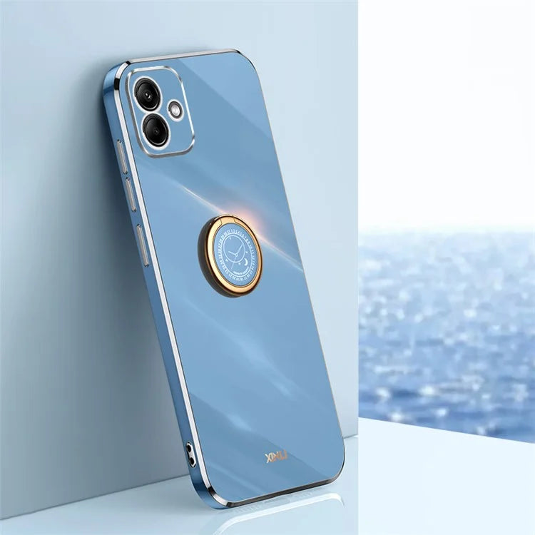 XINLI For Samsung Galaxy A05 4G Case Electroplating Edge Ring Kickstand TPU Cover