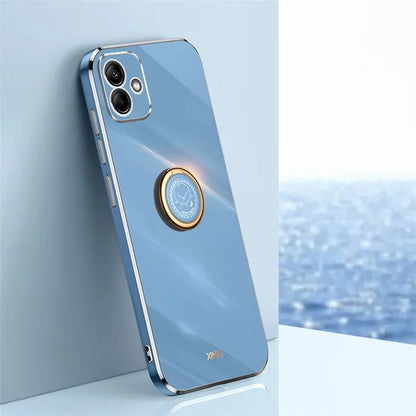 XINLI For Samsung Galaxy A05 4G Case Electroplating Edge Ring Kickstand TPU Cover