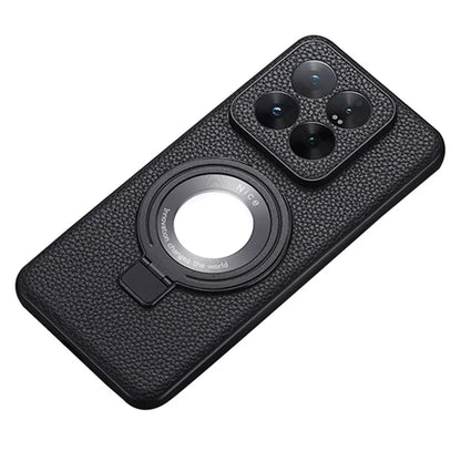 For Xiaomi 14 Pro Magnetic Case Magnifier Design Leather+TPU Kickstand Phone Cover
