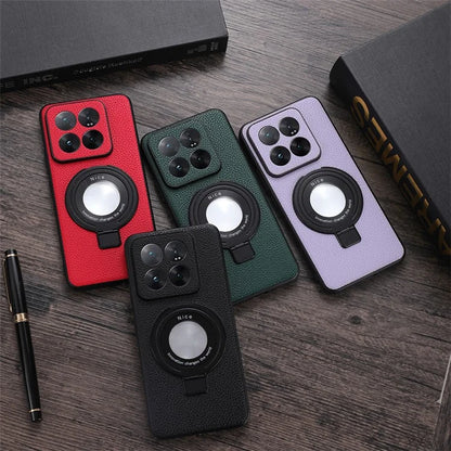 For Xiaomi 14 Pro Magnetic Case PU Leather+TPU Kickstand Phone Cover