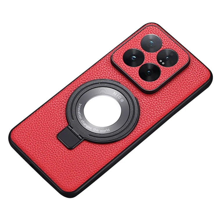 For Xiaomi 14 Pro Magnetic Case PU Leather+TPU Kickstand Phone Cover