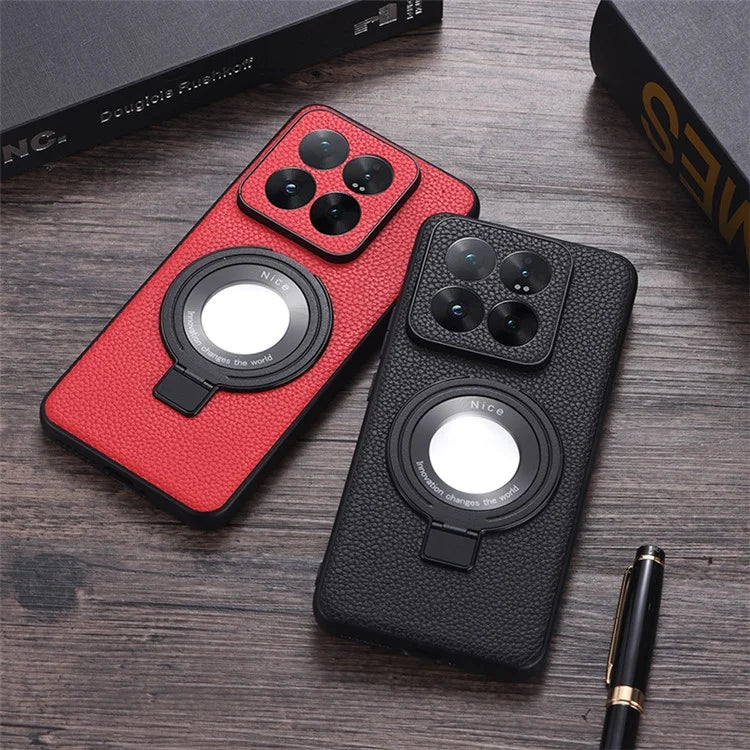 For Xiaomi 14 Pro Magnetic Case PU Leather+TPU Kickstand Phone Cover