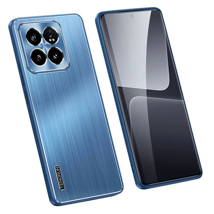 For Xiaomi 14 Pro Case TPU+Metal Brushed Phone Cover with CD Veins Lens Guard