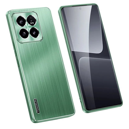 For Xiaomi 14 Pro Case TPU+Metal Brushed Phone Cover with CD Veins Lens Guard