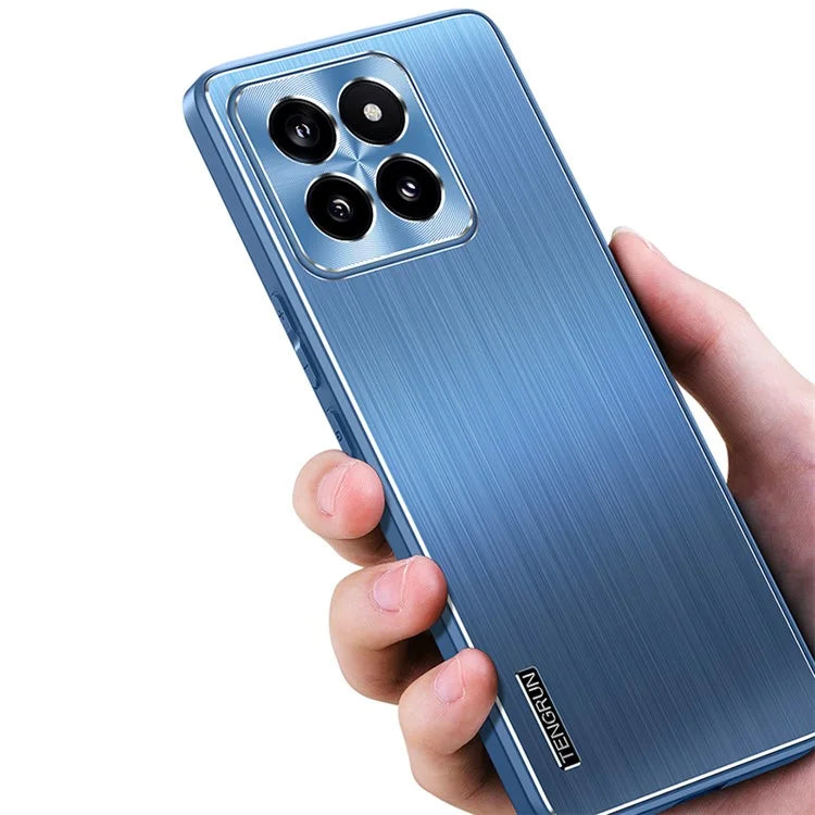 For Xiaomi 14 Pro Case TPU+Metal Brushed Phone Cover with CD Veins Lens Guard