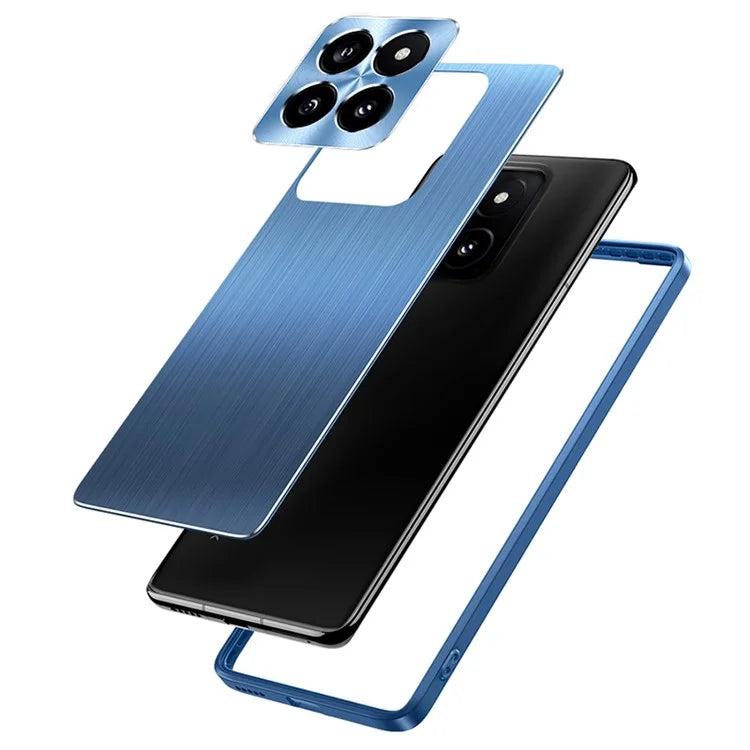 For Xiaomi 14 Pro Case TPU+Metal Brushed Phone Cover with CD Veins Lens Guard