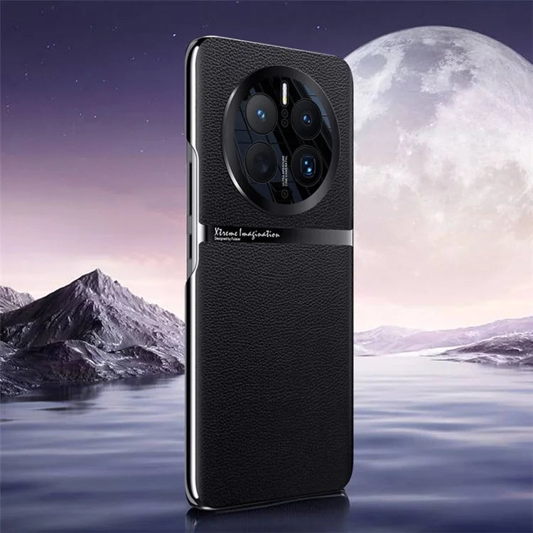 For Huawei Mate 50 Pro 4G Case Back Shell PU Leather Coated Hard PC Phone Cover