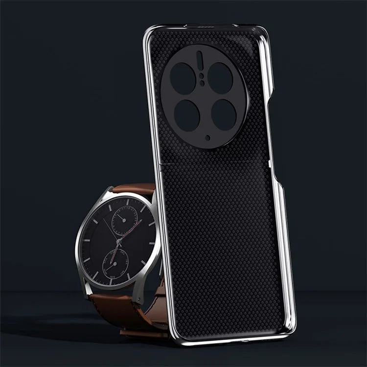 For Huawei Mate 50 Pro 4G Case Back Shell PU Leather Coated Hard PC Phone Cover