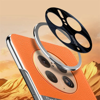 For Huawei Mate 50 Pro 4G Case Back Shell PU Leather Coated Hard PC Phone Cover
