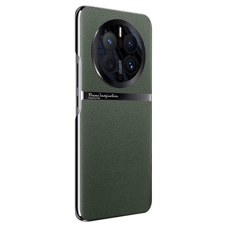 For Huawei Mate 50 Pro 4G Case Back Shell PU Leather Coated Hard PC Phone Cover