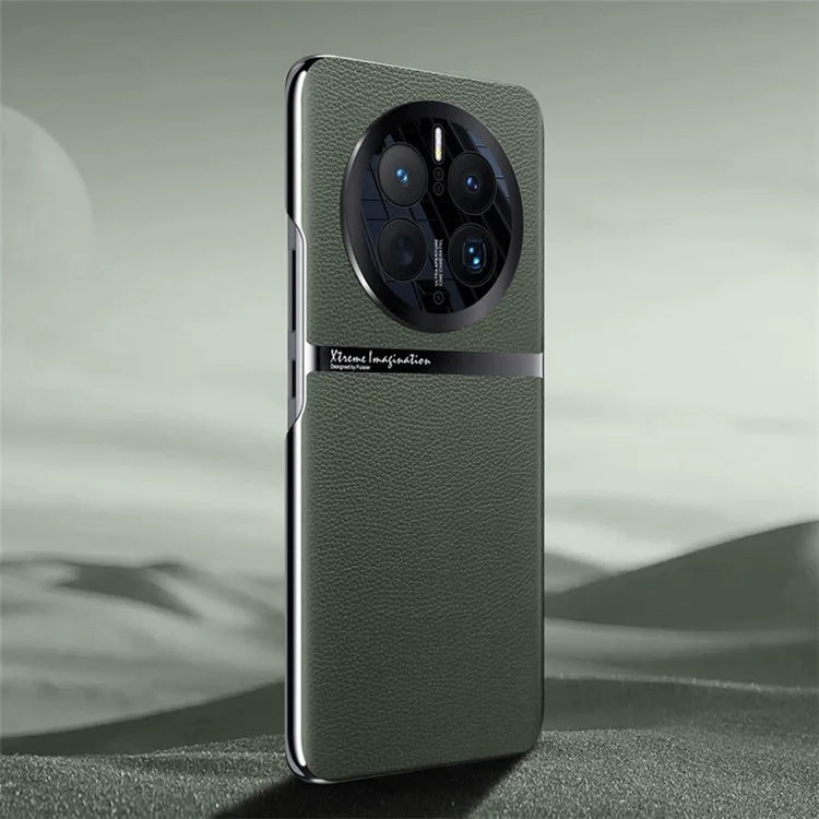 For Huawei Mate 50 Pro 4G Case Back Shell PU Leather Coated Hard PC Phone Cover