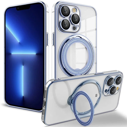 For iPhone 15 Pro Max Case Compatible with MagSafe  PC+TPU Ring Kickstand Phone Shell