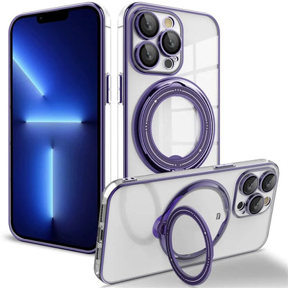 For iPhone 15 Pro Max Case Compatible with MagSafe  PC+TPU Ring Kickstand Phone Shell