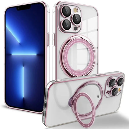 For iPhone 15 Pro Max Case Compatible with MagSafe  PC+TPU Ring Kickstand Phone Shell