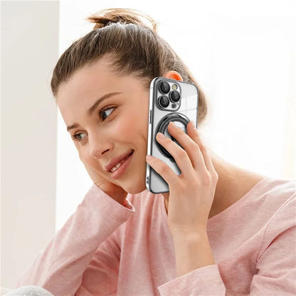 For iPhone 15 Pro Max Case Compatible with MagSafe  PC+TPU Ring Kickstand Phone Shell