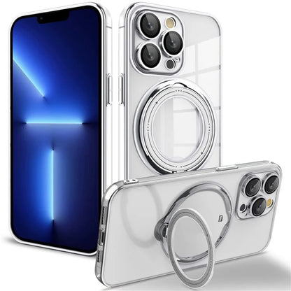 For iPhone 15 Pro Max Case Compatible with MagSafe  PC+TPU Ring Kickstand Phone Shell