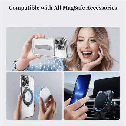 For iPhone 15 Pro Max Case Compatible with MagSafe  PC+TPU Ring Kickstand Phone Shell