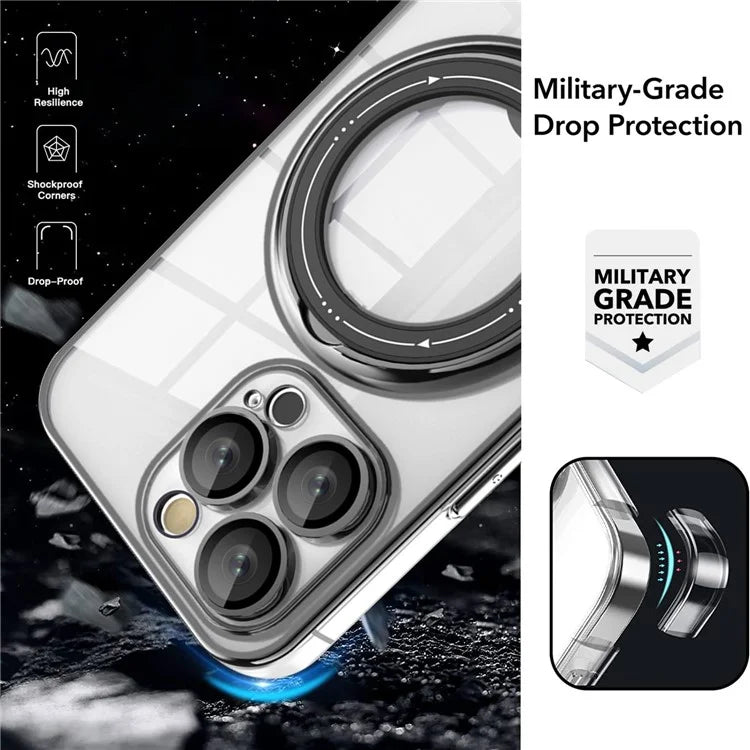 For iPhone 15 Pro Max Case Compatible with MagSafe  PC+TPU Ring Kickstand Phone Shell