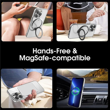 For iPhone 15 Pro Max Case Compatible with MagSafe  PC+TPU Ring Kickstand Phone Shell