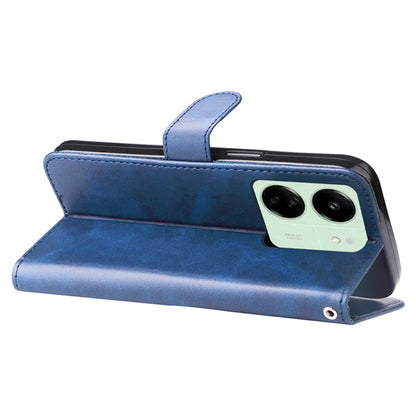 For Xiaomi Redmi 13C 4G / Poco C65 4G Case Calf Texture Leather Flip Cover Zipper Pocket Wallet Phone Case